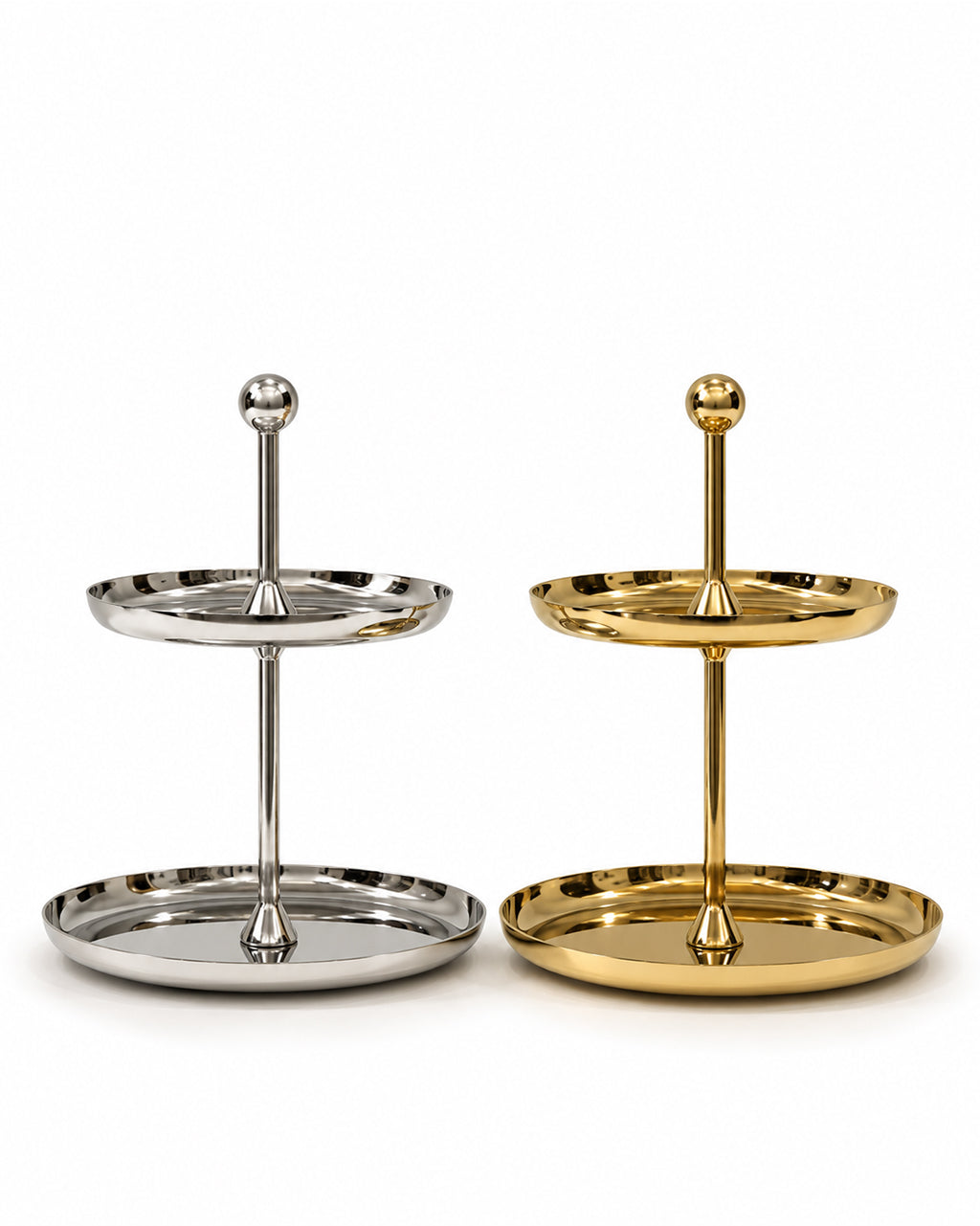 Stainless Steel Round 2-tier cake plate