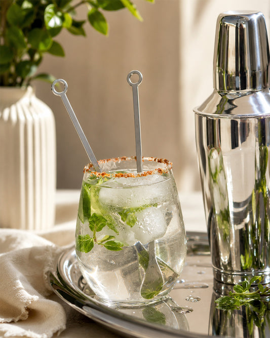 Flat Drink Stirrer With Spoon- Set of 4