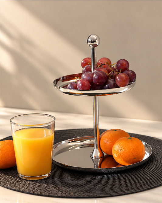 Stainless Steel Round 2-tier cake plate