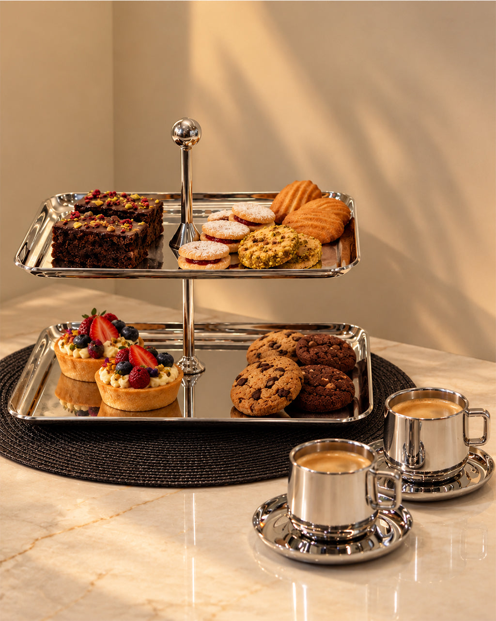 Rectangular 2-Tier Cake Plate