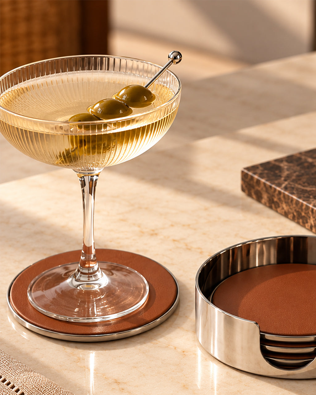 Premium Leather inset Coasters