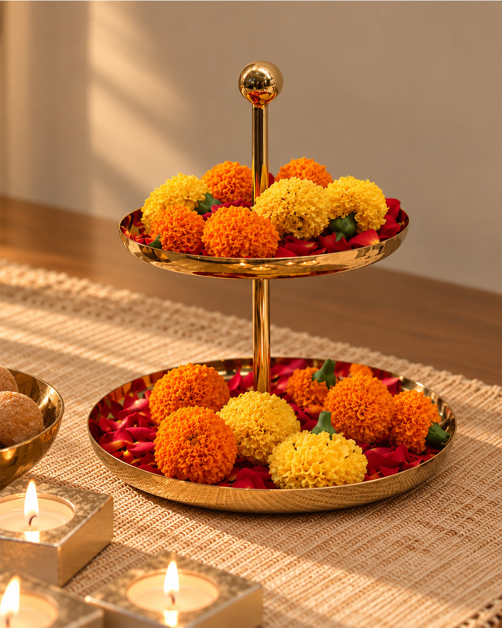 Stainless Steel Round 2-tier cake plate