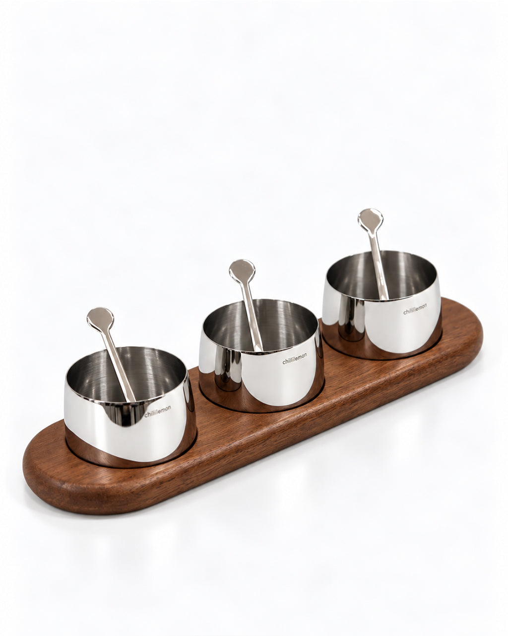 Condiment Bowl set with spoon and Wooden Tray