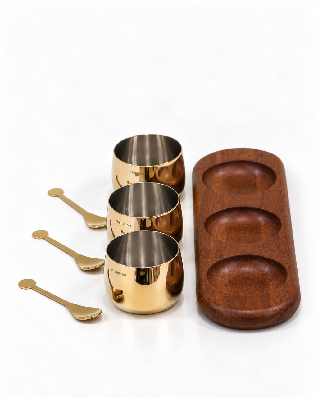 Condiment Bowl set with spoon and Wooden Tray