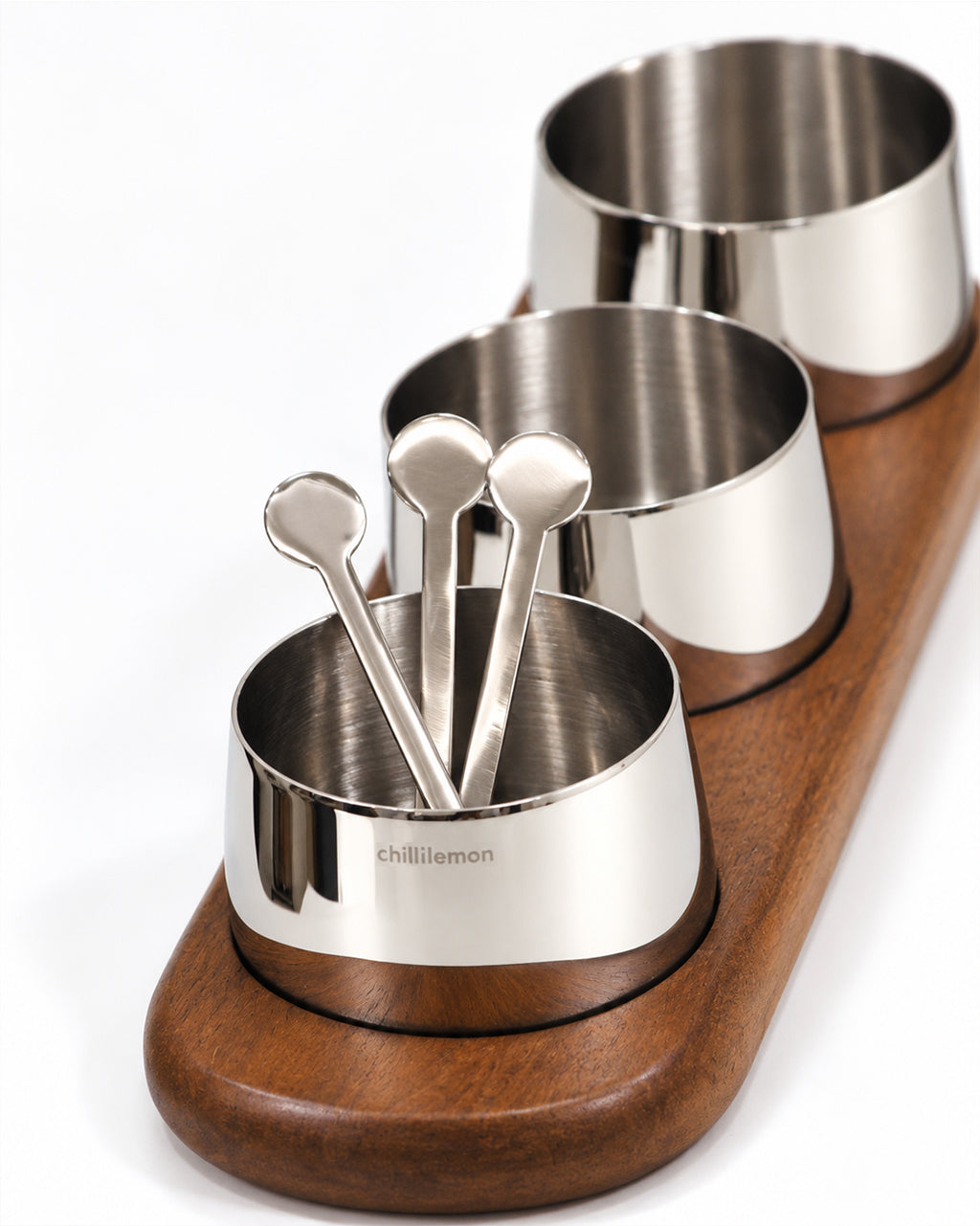 Condiment Bowl set with spoon and Wooden Tray