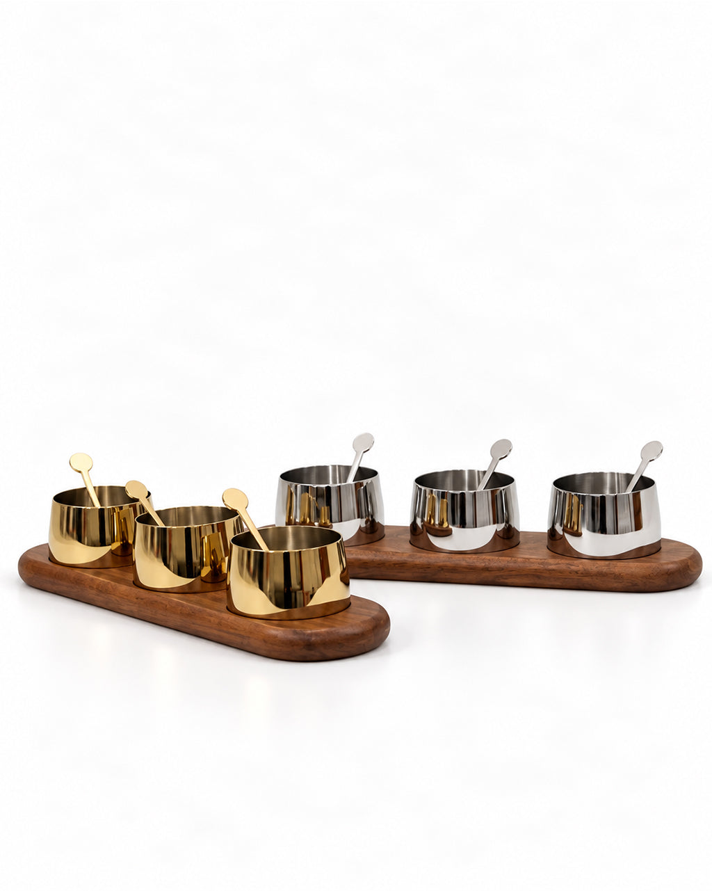 Condiment Bowl set with spoon and Wooden Tray