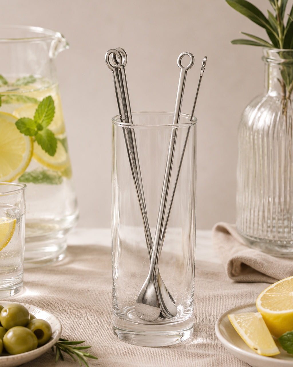 Flat Drink Stirrer With Spoon- Set of 4