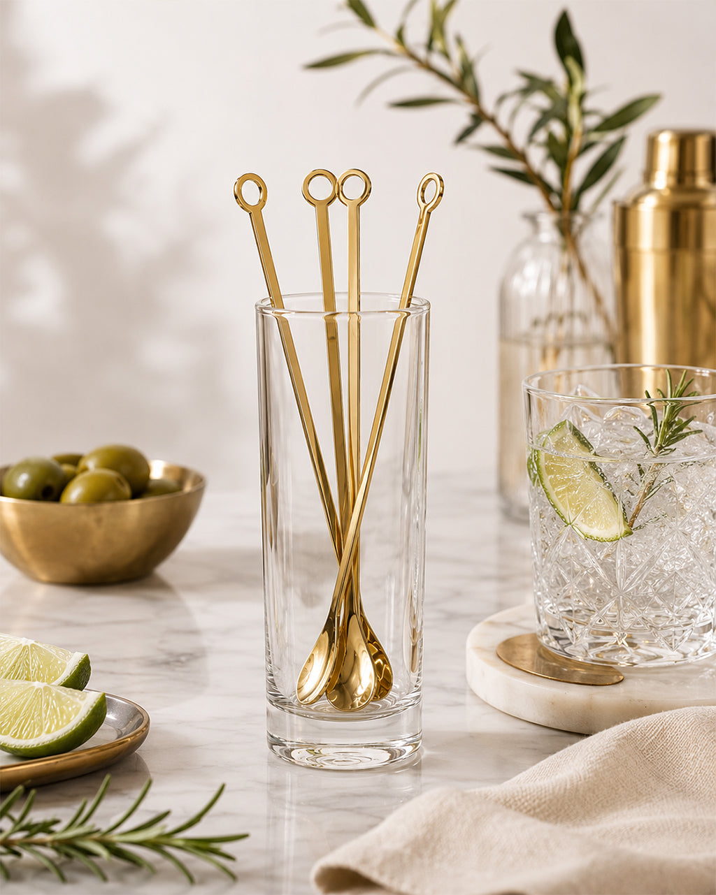 Flat Drink Stirrer With Spoon- Set of 4