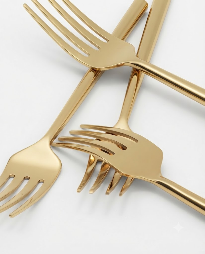 Stainless Steel Fork with Round Handle Set of 4
