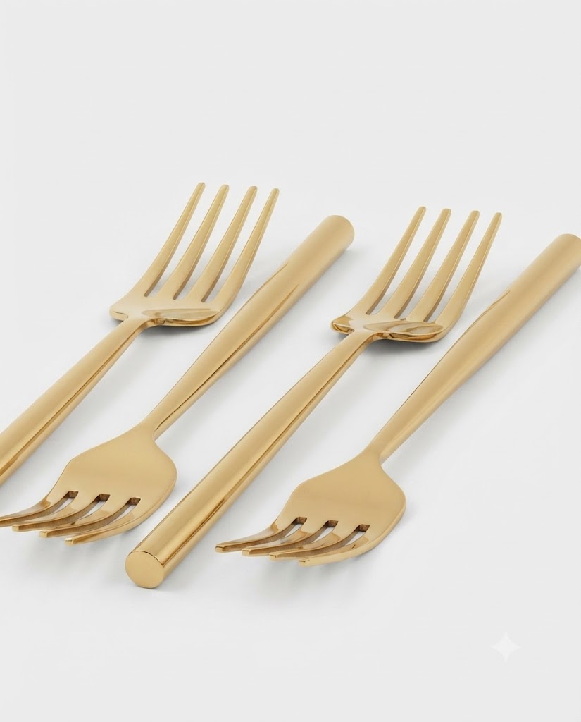Stainless Steel Fork with Round Handle Set of 4