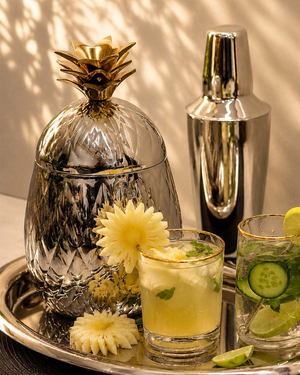 Pineapple Double Walled Ice Bucket with Tongs