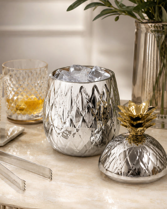 Pineapple Double Walled Ice Bucket with Tongs