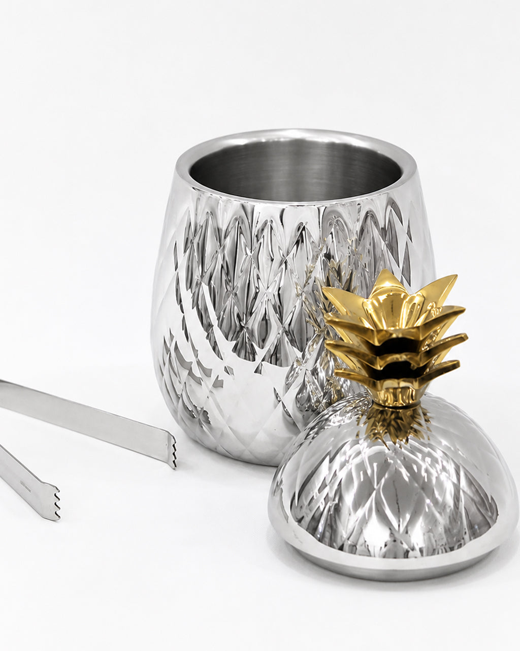 Pineapple Double Walled Ice Bucket with Tongs