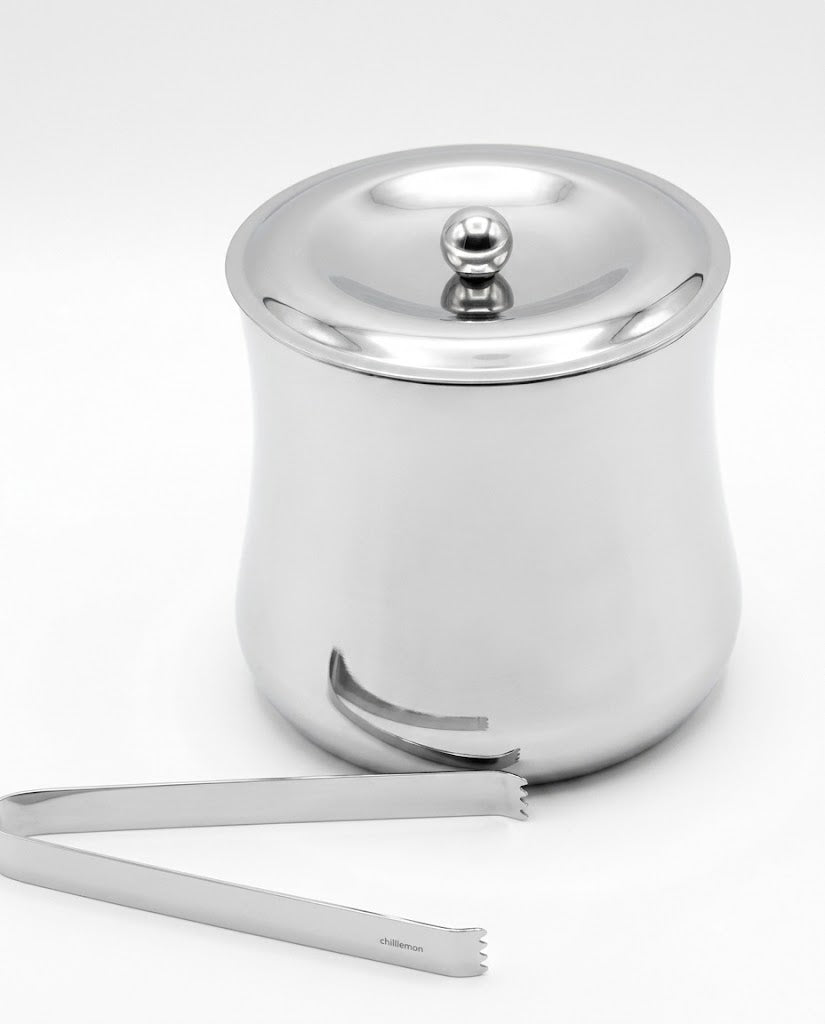 Cylindrical Double Walled Ice Bucket with Tongs