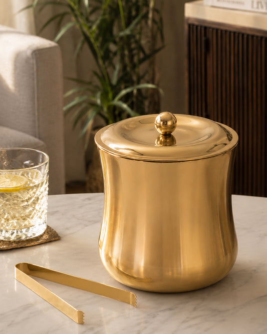 Cylindrical Double Walled Ice Bucket with Tongs
