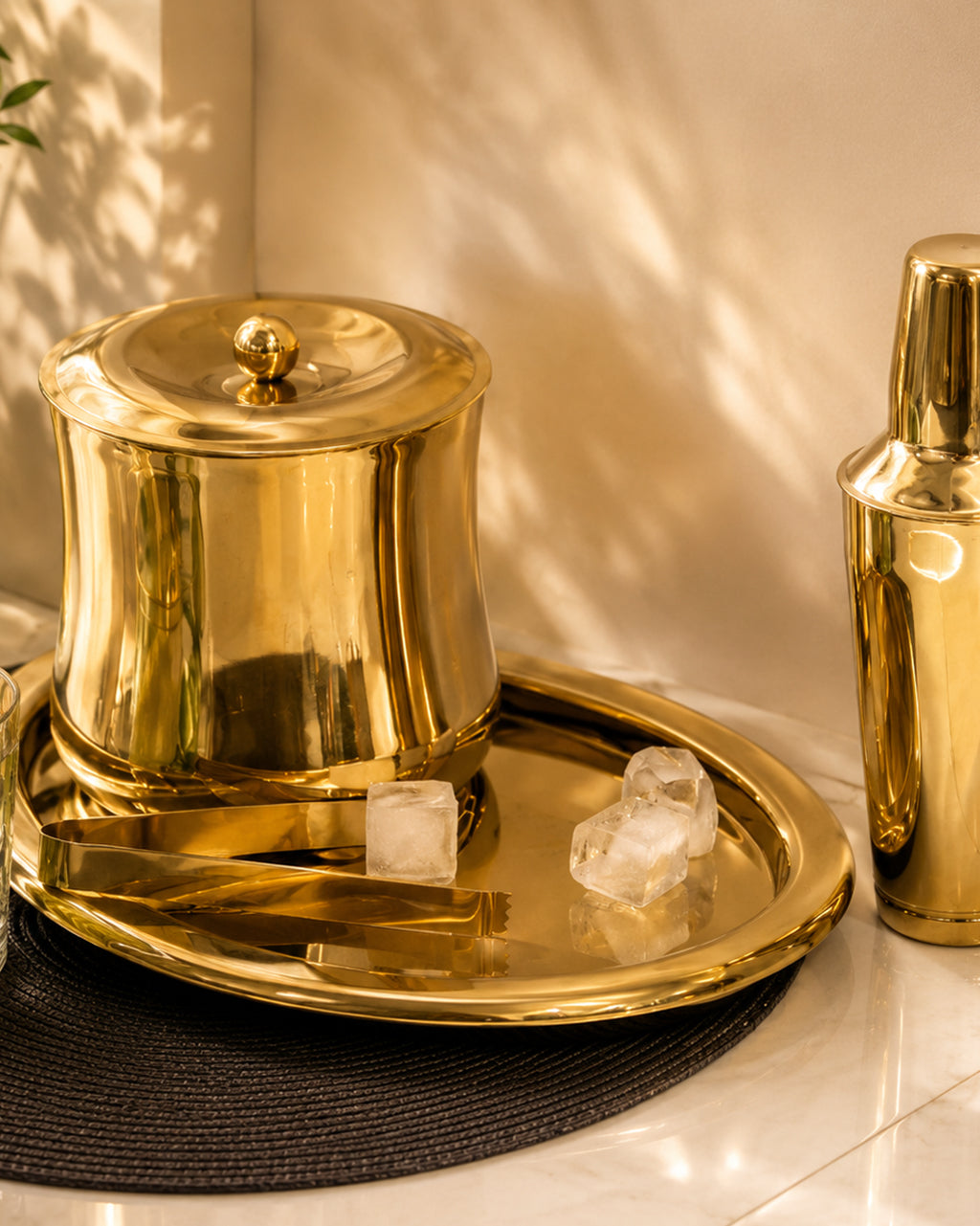 Cylindrical Double Walled Ice Bucket with Tongs