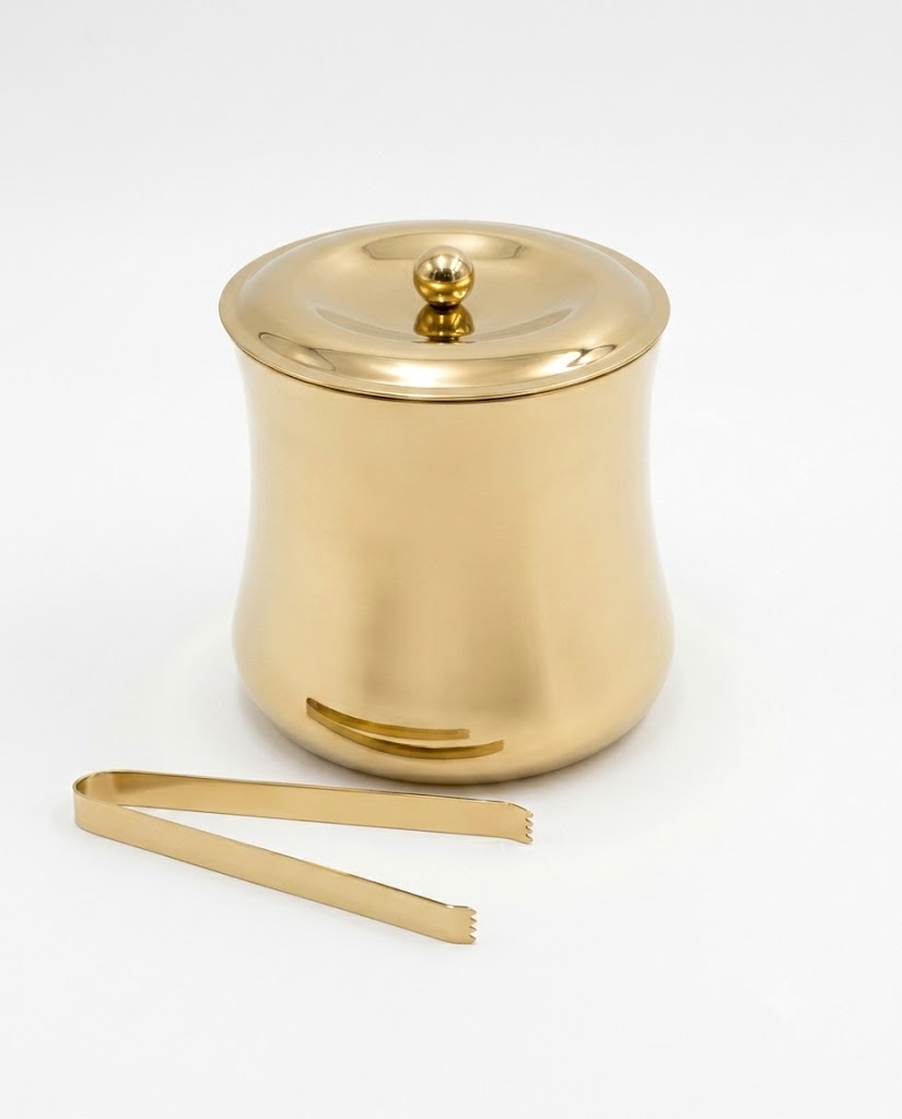 Cylindrical Double Walled Ice Bucket with Tongs