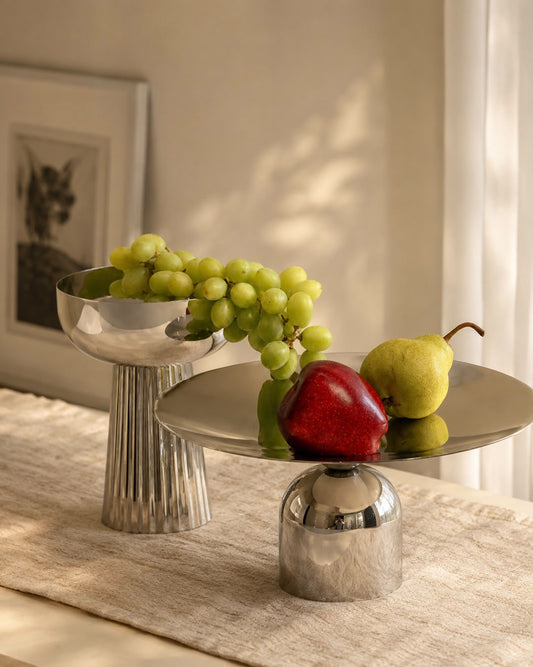 Footed Bowl Ribbed Tall