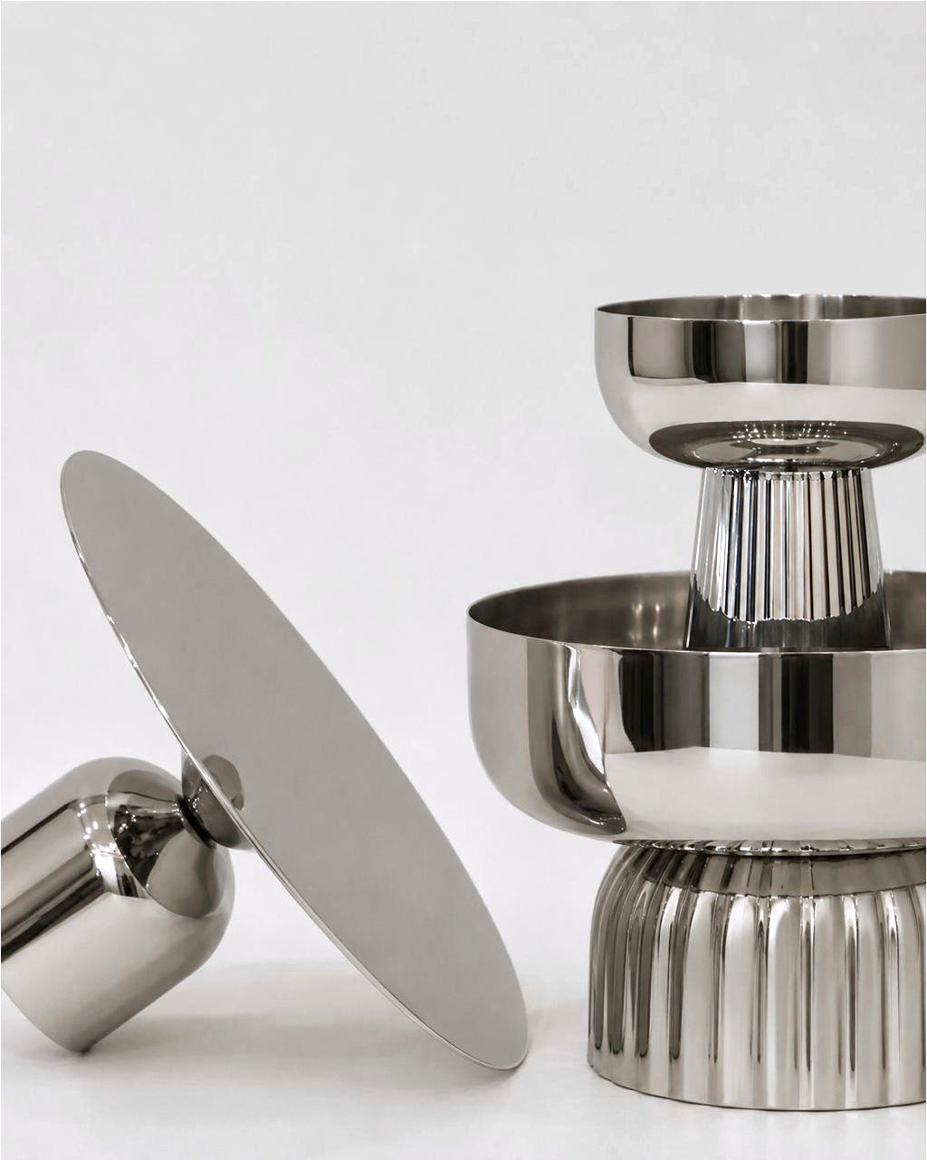 Footed Bowl Ribbed Tall
