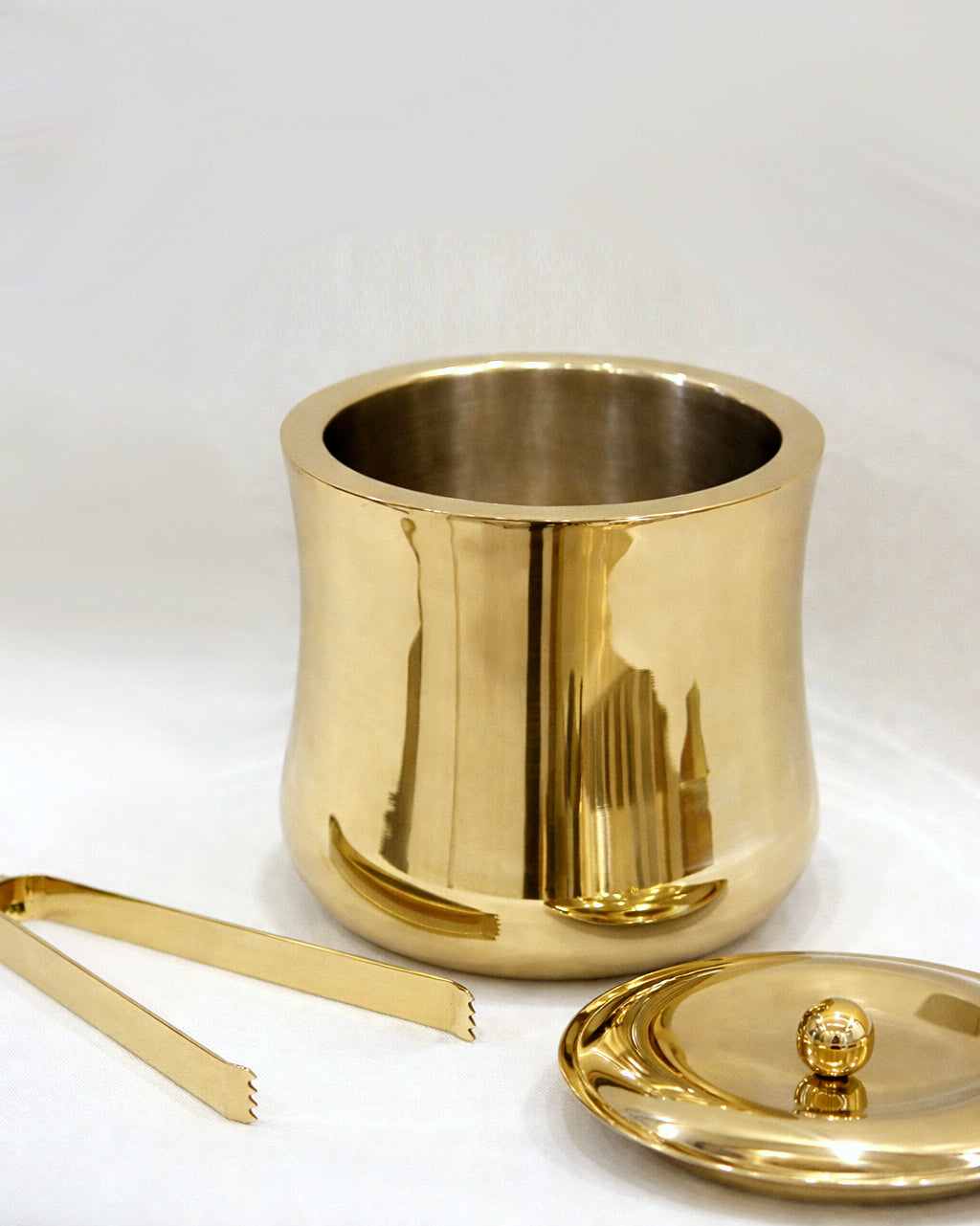 Cylindrical Double Walled Ice Bucket with Tongs