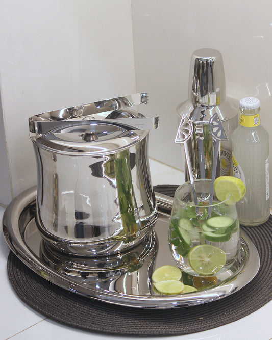 Cylindrical Double Walled Ice Bucket with Tongs
