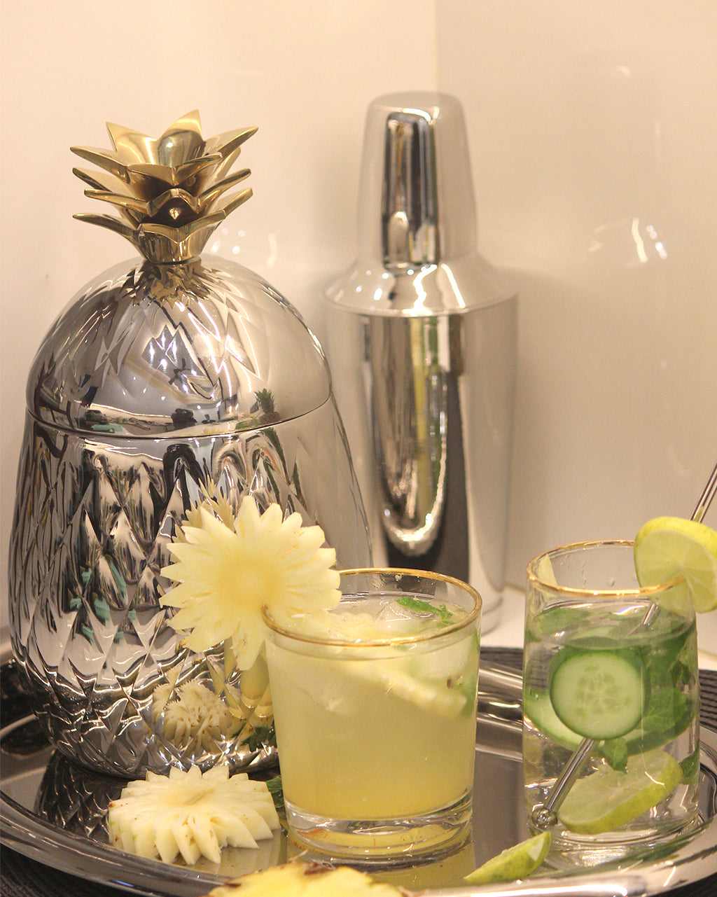 Pineapple Double Walled Ice Bucket with Tongs