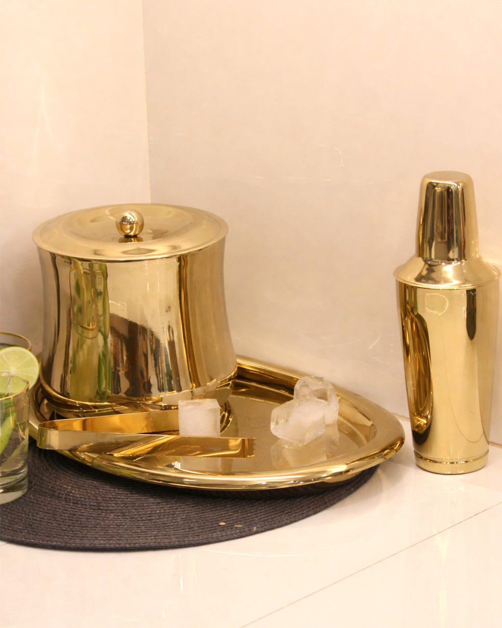 Cylindrical Double Walled Ice Bucket with Tongs